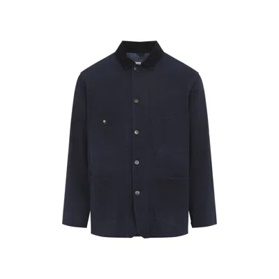 MAISON MARGIELA STRUCTURED BUTTON-UP JACKET WITH CONTRASTING COLLAR