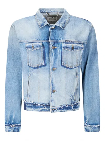 Maison Margiela Structured Fit Sports Jacket In Premium Cotton-polyester Blend In Blue