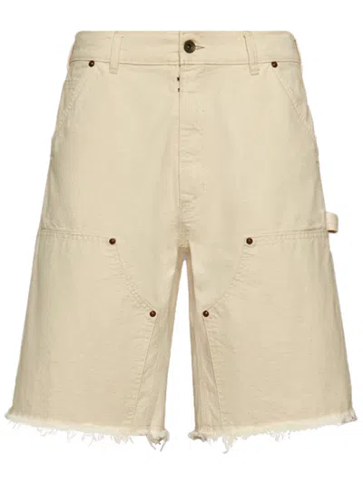 Maison Margiela Stud Denim Short In Brown