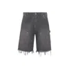 Maison Margiela Stud Denim Shorts Man Grey In Multi