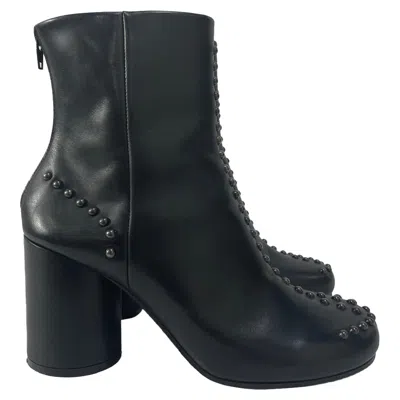 Maison Margiela Studded Block Heel Ankle Boots In Black Leather