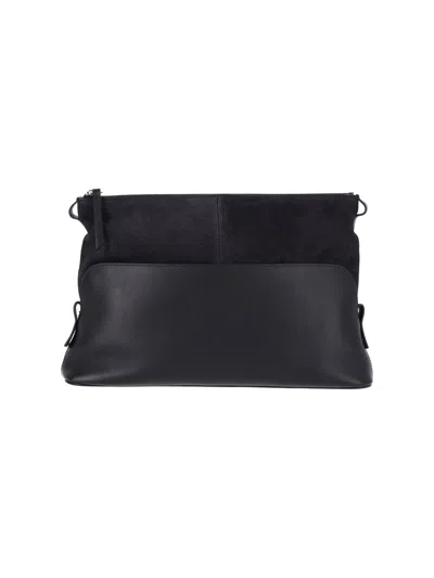 Maison Margiela Style Mini Bovine Leather Shoulder Bag In Black