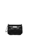 Maison Margiela Puffy Jet-black Leather Bag With Logo Patch And Silver Hardware