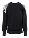 Maison Margiela Ruffled Sweatshirt Featuring Contrasting Stitching In Black