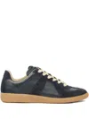 Maison Margiela Two-tone Leather And Suede Replica Sneakers In Black