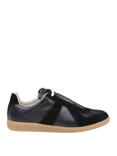 Maison Margiela Replica Low-top Leather And Suede Trainer Sneakers With Numbered Tongue Patch In Brown
