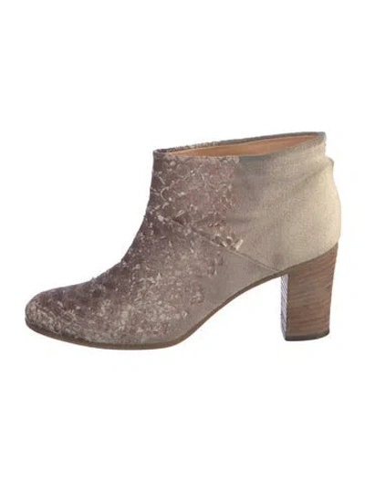 Pre-owned Maison Margiela Suede Animal Print Boots In Neutral