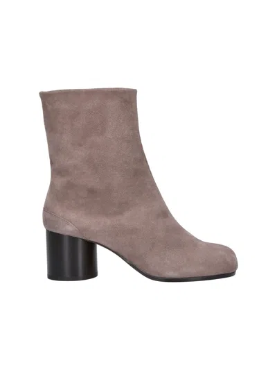 Maison Margiela Suede Block Heel Ankle Boots In Animal Print