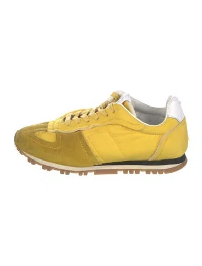 Pre-owned Maison Margiela Suede Colorblock Pattern Athletic Sneakers In Yellow