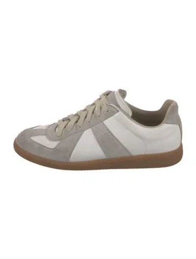 Pre-owned Maison Margiela Suede Colorblock Pattern Sneakers In White