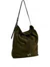 Maison Margiela Suede Drawstring Shoulder Bag In Green