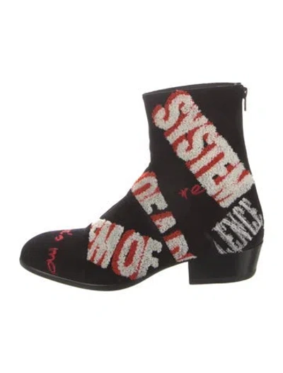 Pre-owned Maison Margiela Suede Graphic Print Boots In Black
