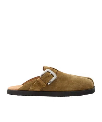 Maison Margiela Suede Mules In Brown
