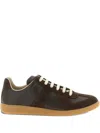 Maison Margiela Low-top Sneakers Featuring Suede Panels In Brown
