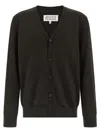 Maison Margiela V-neck Cardigan With Elbow Patches In Brown