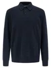 Maison Margiela Knitwear With Buttoned Collar And Elbow Patches In Blue