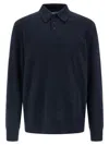 Maison Margiela Knitwear With Buttoned Collar And Elbow Patches In Blue