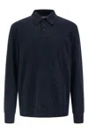 Maison Margiela Knitwear With Buttoned Collar And Elbow Patches In Blue