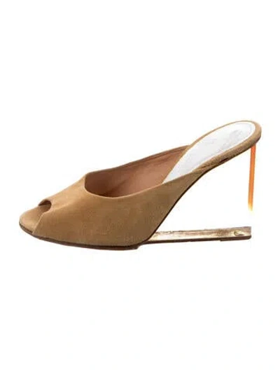 Pre-owned Maison Margiela Suede Slides In Neutral