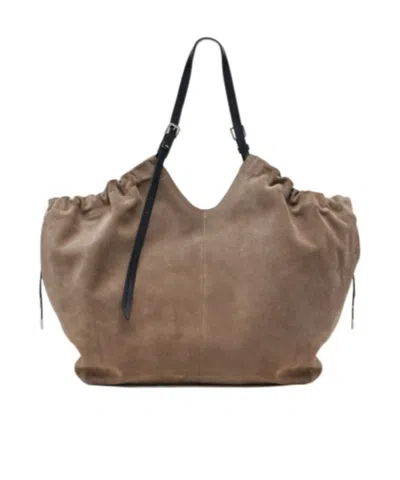 Maison Margiela Suede Slouchy Tote Bag In Neutral