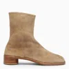 Maison Margiela Tabi 50mm Suede Boots In Beige