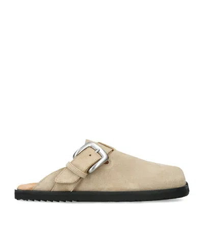 Maison Margiela Suede Tabi Daily Mules In Neutral