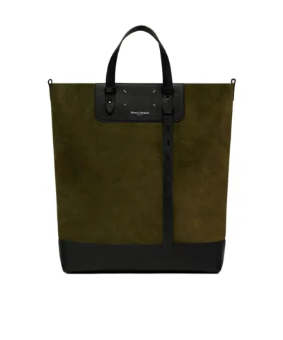 Maison Margiela Suede Tote Bag In Brown