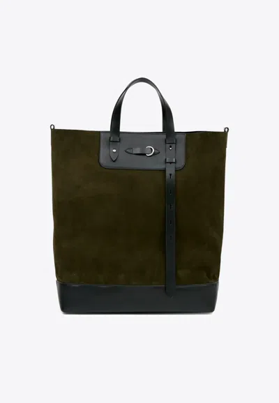 Maison Margiela Suede Vertical Tote Bag In Brown