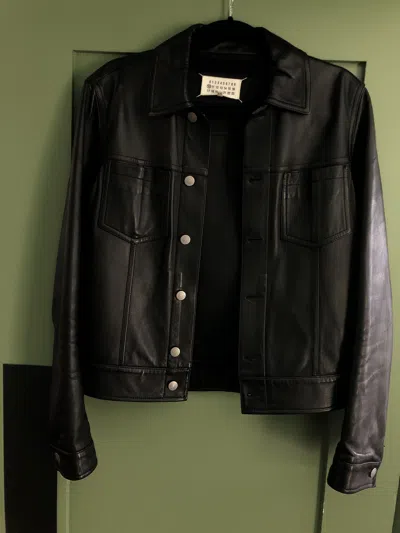 Pre-owned Maison Margiela Super Margiela Original Leather Trucker Jacket In Black