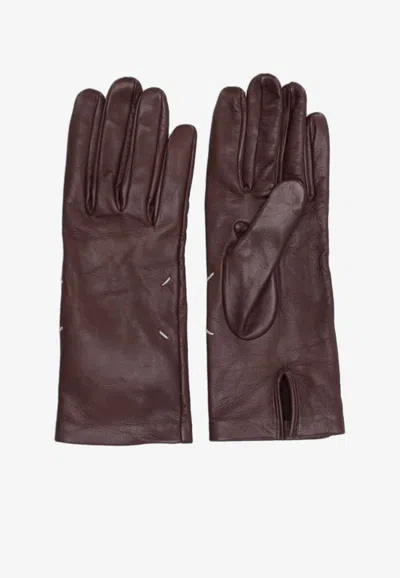 Maison Margiela Supple Leather Gloves In Brown