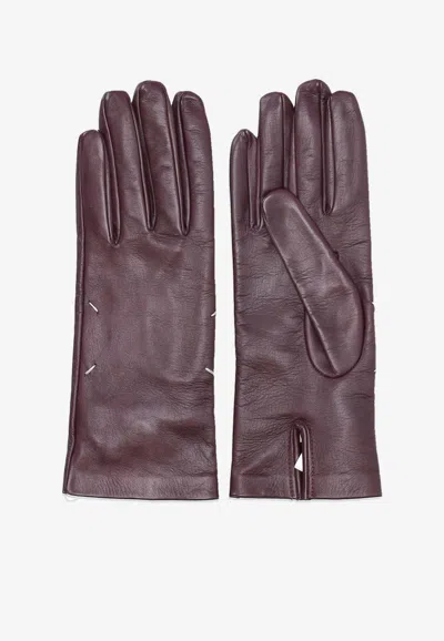 Maison Margiela Supple Leather Gloves In Purple