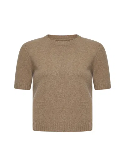 Maison Margiela Wool Half-sleeved Sweater In Beige