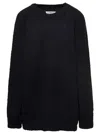 MAISON MARGIELA OVERSIZED BLACK SWEATER WITH RIBBED TRIM IN COTTON BLEND WOMAN