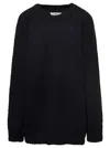 Maison Margiela Oversized Black Sweater With Ribbed Trim In Cotton Blend Woman In Black