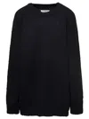 Maison Margiela Oversized Black Sweater With Ribbed Trim In Cotton Blend Woman In Black