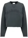 Maison Margiela Crew Neck Cropped Sweatshirt With Frayed Detailing