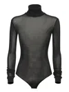 Maison Margiela High-neck Bodysuit With Pleated Sleeve Details And Stretch Fabric