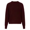 Maison Margiela Dropped Shoulder Burgundy Wool Sweater With Ribbed Details