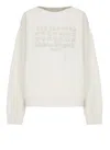 Maison Margiela Crewneck Sweatshirt With Topstitched Log In Beige