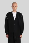 Maison Margiela V-neck Cardigan With Long Sleeves And Elbow Patches In Black