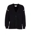 Maison Margiela V-neck Cardigan With Long Sleeves And Elbow Patches In Black