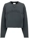 Maison Margiela Crew Neck Cropped Sweatshirt With Frayed Detailing In Black