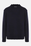 Maison Margiela Navy Blue Wool-linen Blend Jumper In Blue