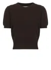 Maison Margiela Short Sleeve Wool Knit Crewneck Top In Brown