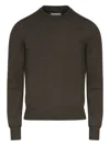 Maison Margiela Brown Crew Neck Sweater With Elbow Patches And Fitted Waist In Brown
