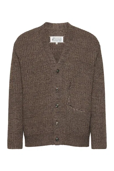 Maison Margiela Wool Cardigan In Brown