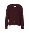 Maison Margiela Washed Wool Knit Cardigan In Burgundy