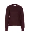 Maison Margiela Dropped Shoulder Burgundy Wool Sweater With Ribbed Details In Burgundy