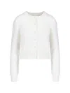 Maison Margiela Cropped White Angora Wool Blend Cardigan In White