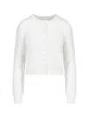 Maison Margiela Cropped White Angora Wool Blend Cardigan In White